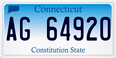 CT license plate AG64920