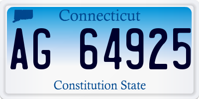 CT license plate AG64925