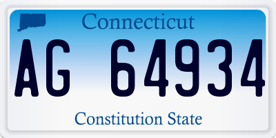 CT license plate AG64934