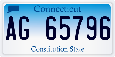 CT license plate AG65796