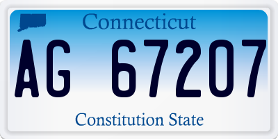 CT license plate AG67207