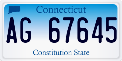 CT license plate AG67645