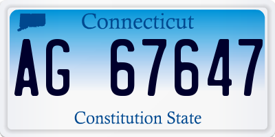 CT license plate AG67647
