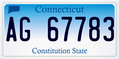 CT license plate AG67783