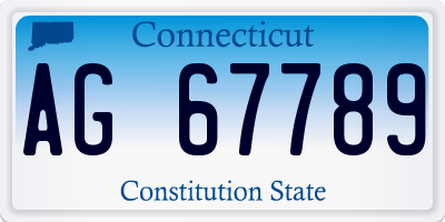 CT license plate AG67789