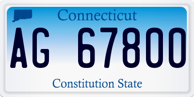 CT license plate AG67800