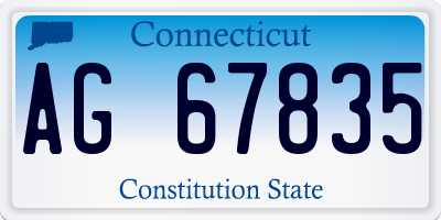 CT license plate AG67835