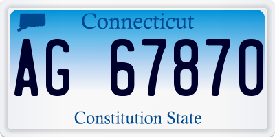 CT license plate AG67870