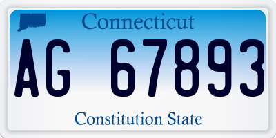CT license plate AG67893