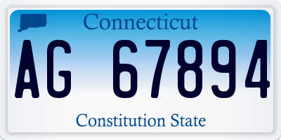 CT license plate AG67894