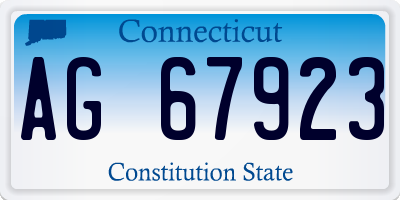 CT license plate AG67923