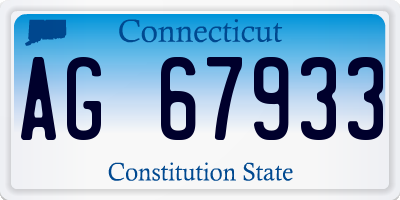 CT license plate AG67933