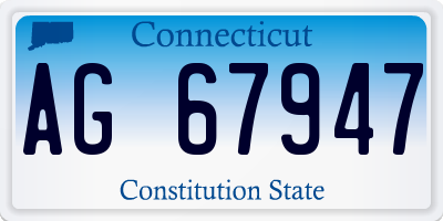 CT license plate AG67947
