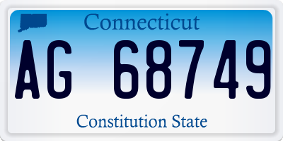 CT license plate AG68749