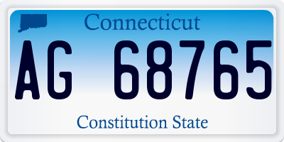 CT license plate AG68765