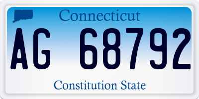 CT license plate AG68792