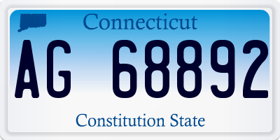 CT license plate AG68892