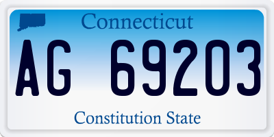 CT license plate AG69203