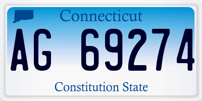 CT license plate AG69274
