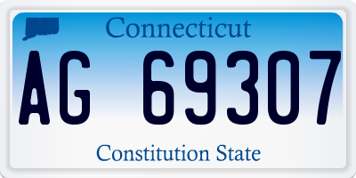 CT license plate AG69307