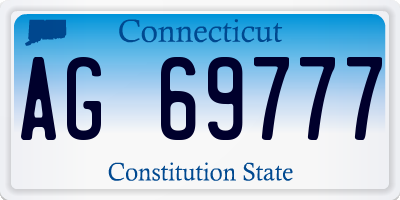 CT license plate AG69777