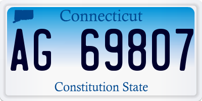 CT license plate AG69807