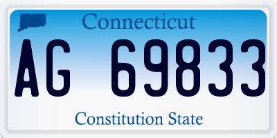CT license plate AG69833