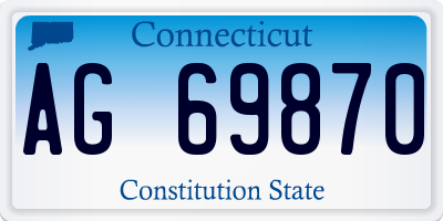 CT license plate AG69870