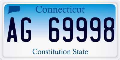 CT license plate AG69998
