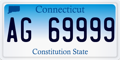 CT license plate AG69999