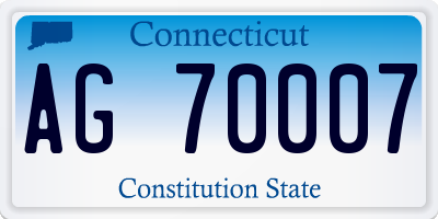 CT license plate AG70007