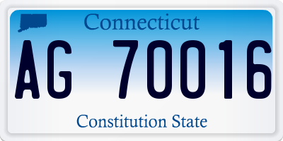 CT license plate AG70016