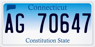 CT license plate AG70647