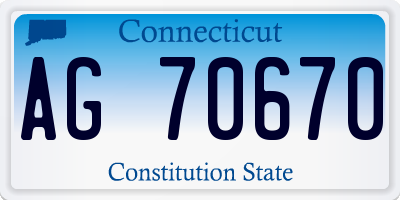 CT license plate AG70670