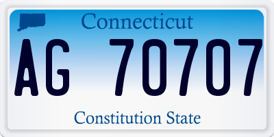 CT license plate AG70707