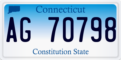 CT license plate AG70798