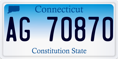 CT license plate AG70870