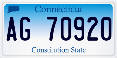 CT license plate AG70920
