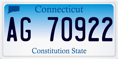 CT license plate AG70922