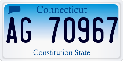 CT license plate AG70967