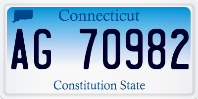 CT license plate AG70982