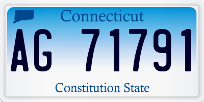 CT license plate AG71791