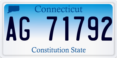CT license plate AG71792