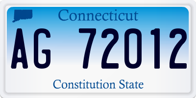 CT license plate AG72012