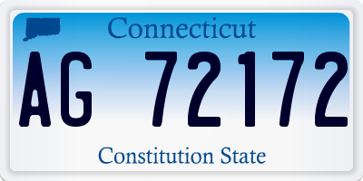 CT license plate AG72172