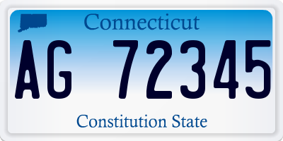 CT license plate AG72345