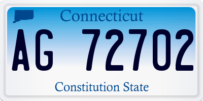 CT license plate AG72702