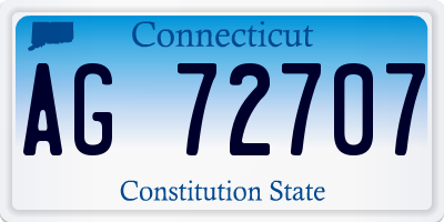 CT license plate AG72707