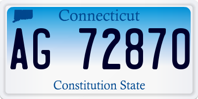 CT license plate AG72870