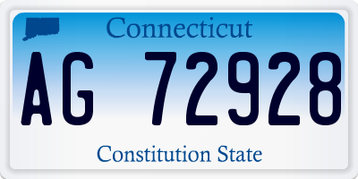 CT license plate AG72928
